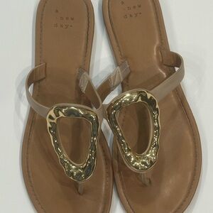 A New Day Women's Tan Sandals with Gold Accents